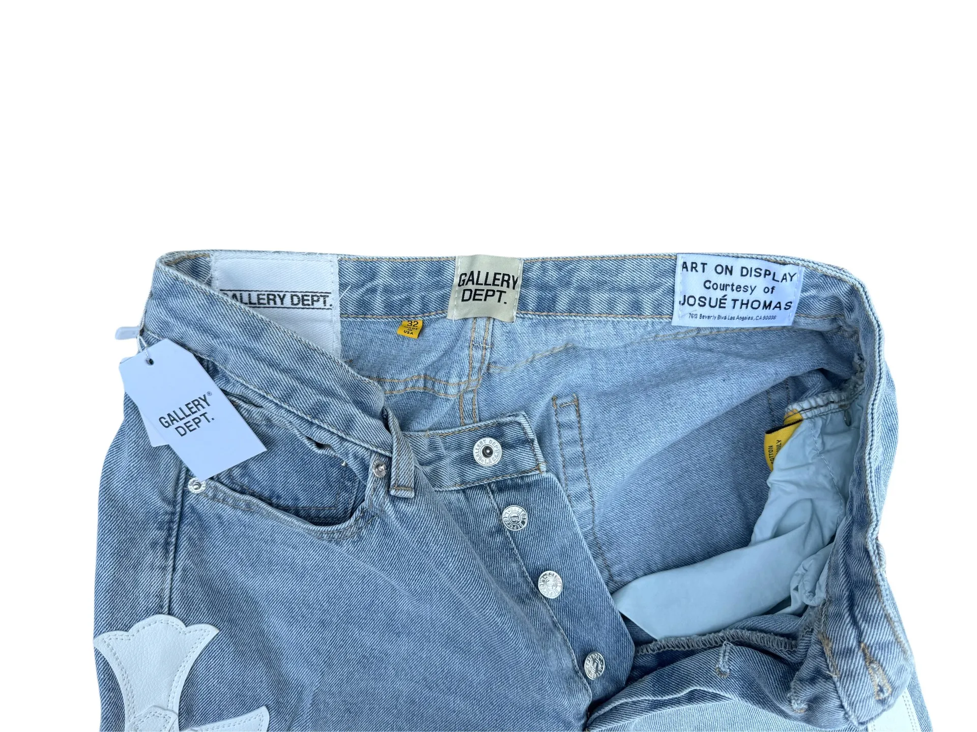-Size upper body P290💰G296 GALLERY DEPT. Cropped leather stitched cross loose washed flared jeans Size: S-XXL (corresponding to 28 30 32 34 36)
